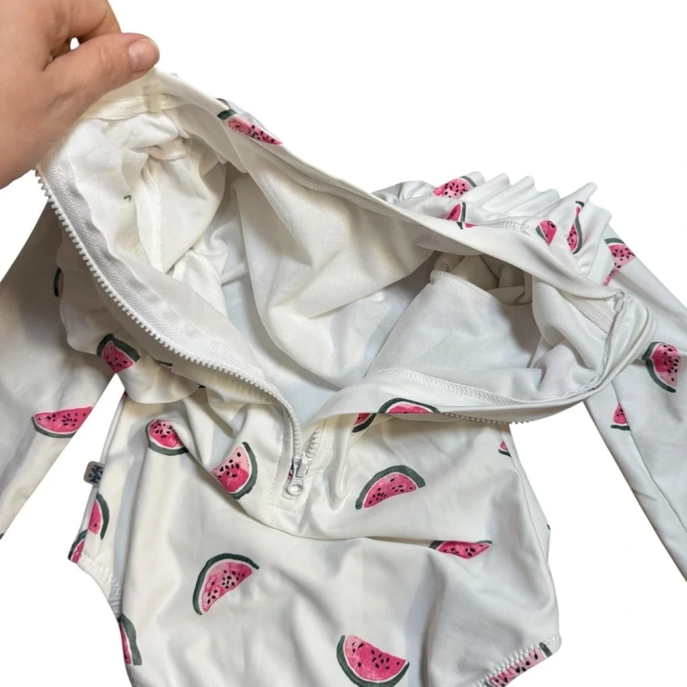 IZOD Girls Watermelon Print Long Sleeve Swimsuit 4–5Y